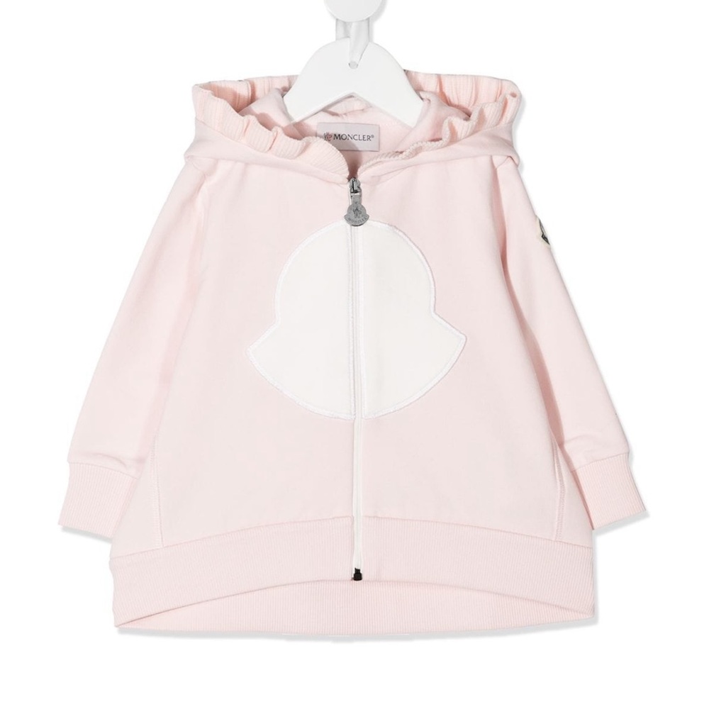 Moncler pink hoodie sweater logo 18/24m